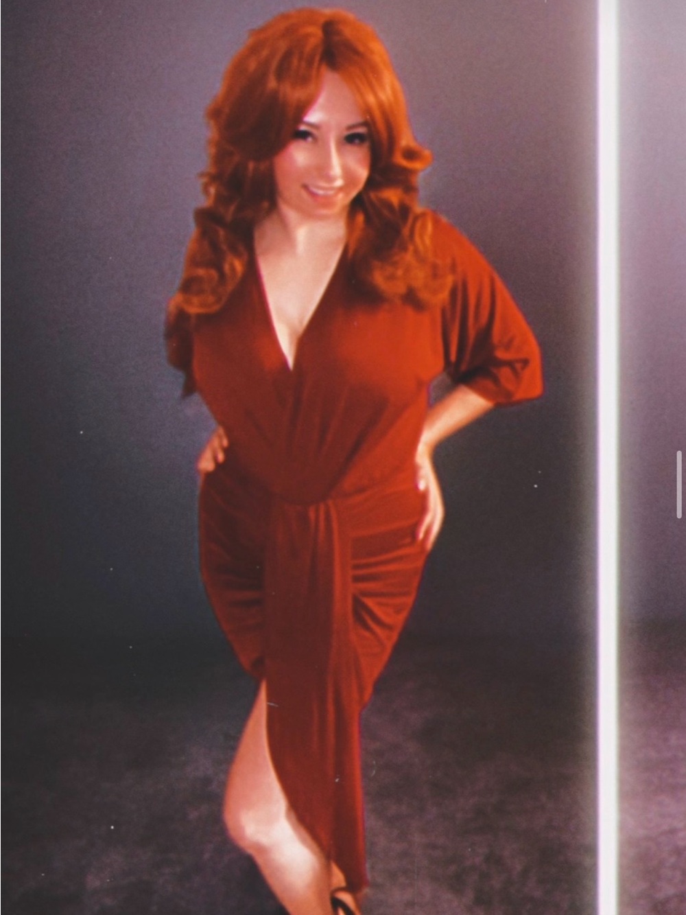 Red Wrap-Style Dress Vintage Inspired Size Medium